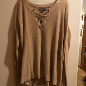 Long sleeve knit sweater with tie up front